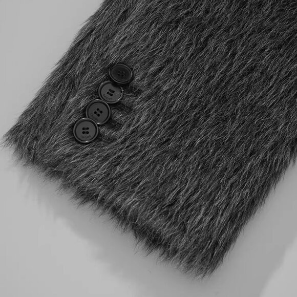 CHICJOC Long Tailored Alpaca Wool Coat Melange Dark Gray Size 36 - Picture 11 of 16